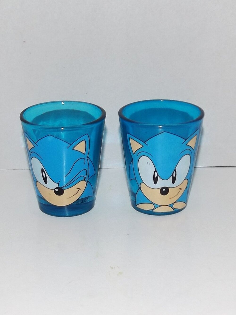 2 Blue Glass Sonic The Hedgehog Shot Glasses Toonlabsink